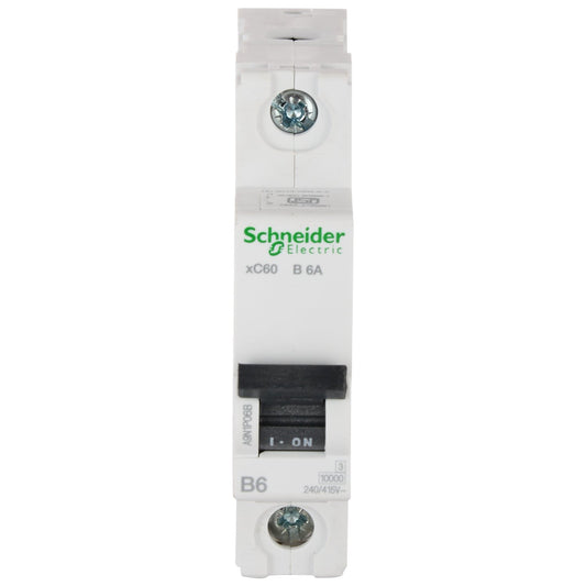 Schneider Electric A9N1P06B Polycarbonate Acti 9 6-ampere 1-Pole MCB (White), Standard (FE_A9N1P06B)