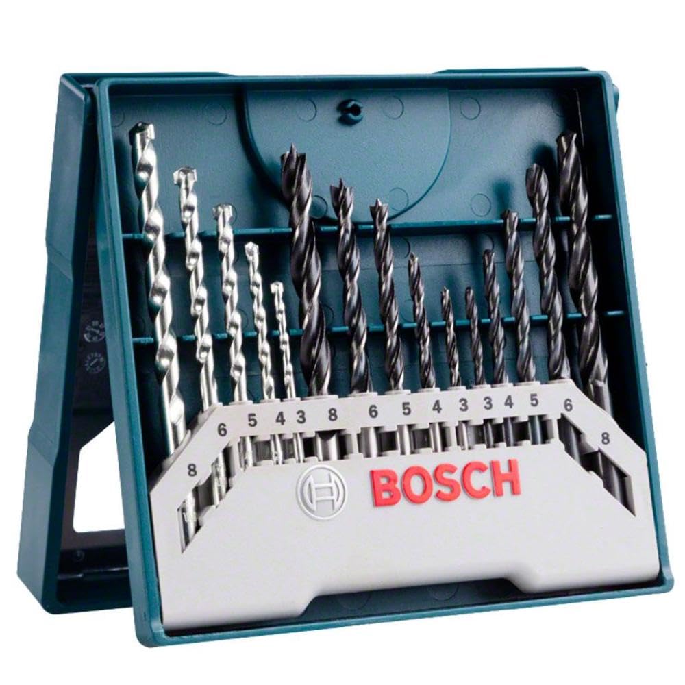 Bosch Professional 15 pcs wood + metal + masonry drill bit set