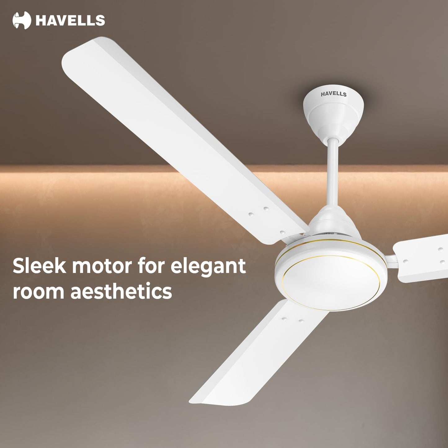 Havells Mozel XP 1200mm Ceiling Fan, Best in Class Base Fan with High Air Delivery, Energy Saving & 100% Pure Copper Motor | 2 Year Warranty | White