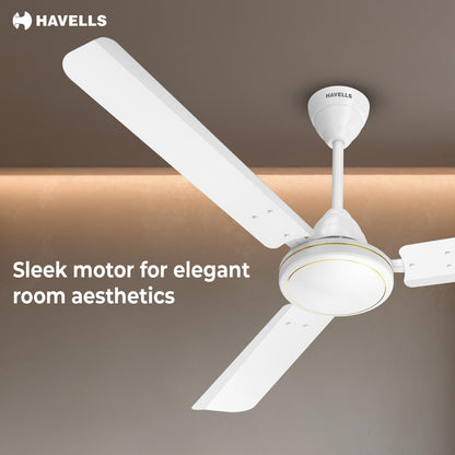 Havells Mozel XP 1200mm Ceiling Fan, Best in Class Base Fan with High Air Delivery, Energy Saving & 100% Pure Copper Motor | 2 Year Warranty | White