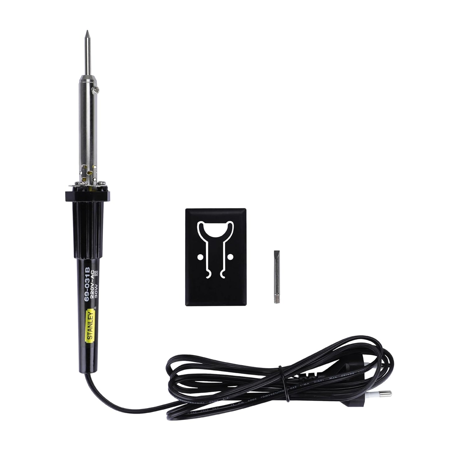 STANLEY 69-031B Round 30-Watt Corded Soldering Iron, Comes with 2 Soldering Tips, Ideal for Soldering Light Gauze Wires, Thin Metals & Other Electrical Work, Black and Chrome