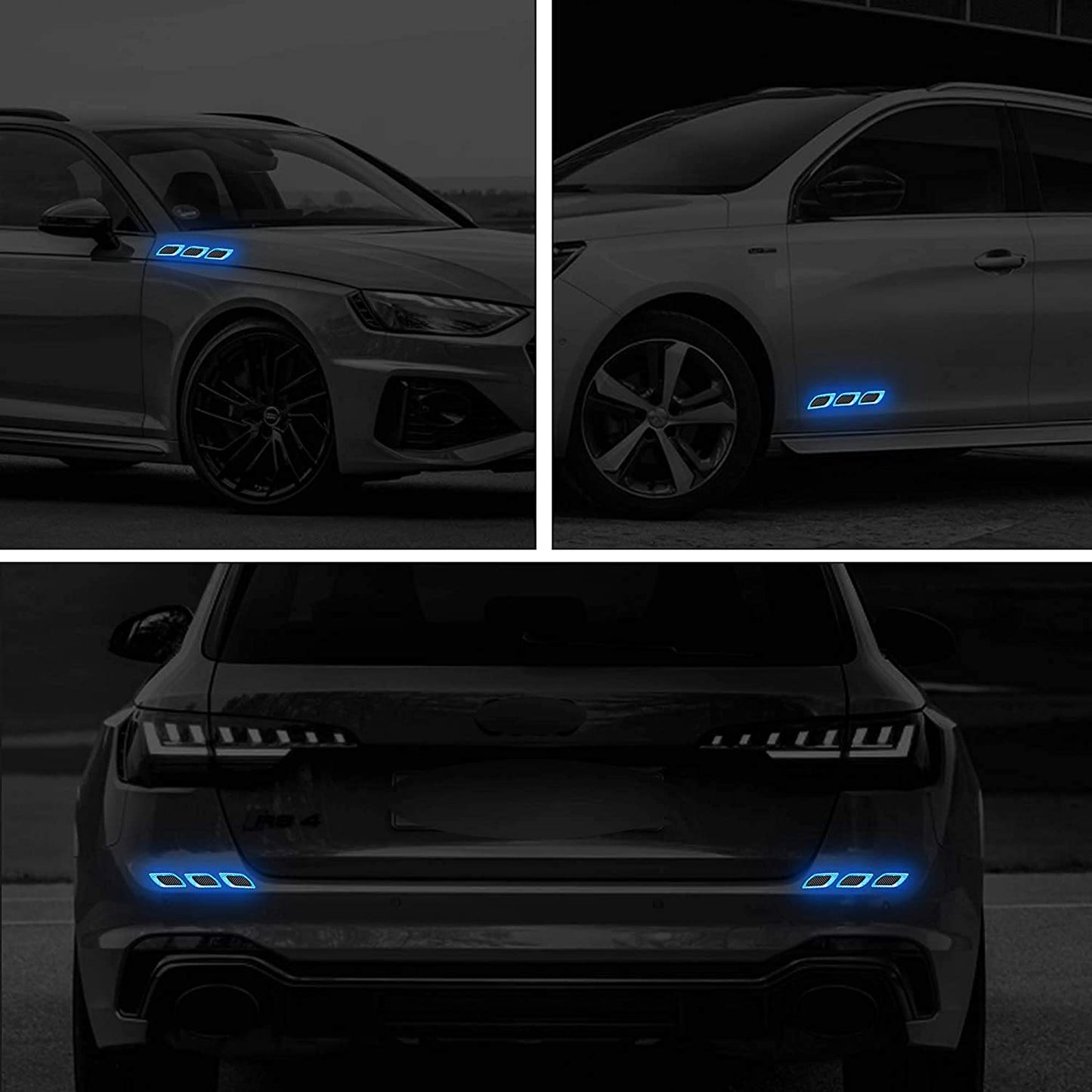 Akshar Arts Bhuwana 3D Strong Reflective Stripe Stickers for Car Fender Hood Bumper High-Intensity Night Visibility Reflective Decal Safety Warning Universal Anti-Scratch Reflective Stickers for Car (Blue)