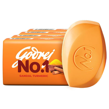 Godrej No.1 Bathing Sandal & Turmeric Grade 1 Soap with Long-lasting Fragrance (150g each)- Combo Pack of 4