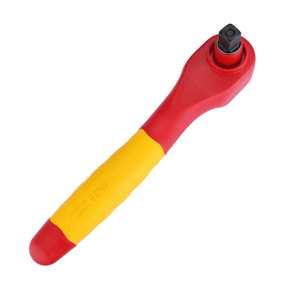 Stanley STMT77828-23B 1/2" VDE Insulated Ratchet 250mm, Ideal For Repair Of Electric Vehicles, Red and Yellow