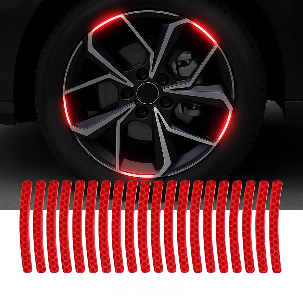 Akshar Arts Bhuwana  Premium Wheel Reflective Strips for Cars, Motorcycles & Bicycles – Waterproof Rim Tape Decals for Night Visibility & Safety | Easy to Apply, Long-Lasting Adhesive (Set of 20)