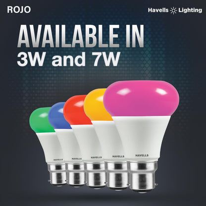 Havells Rojo 3W LED B22 Blue Bulb|Cool Day Light|Energy Efficient|Elegant Design|Upto 15000 Hours of Lighting|Upto 4KV Surge Protection |Made in India|Pack of 1