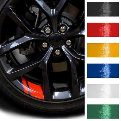 Akshar Arts Bhuwana (Red) Wheel Decals Hash Stripe Stickers Fits 18''- 21'' Wheels, 6Pcs Reflective Car Wheel Rim Decal Stripes Decoration Accessories Compatible with Aadi A1