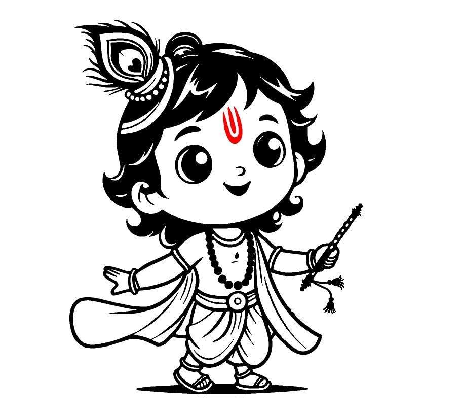 Akshar Arts Bhuwana Hari BOL Krishna and Flute Sticker for Car Bike Scooty and Wall 16x15cm
