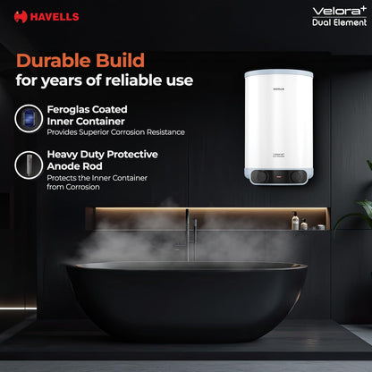 Havells All New Velora+ 25L 5 Star 3-in-1 Convertible Storage Water Heater(Geyser)|Dual Element|33% Faster Heating|safe to use|7 Year Tank & 5 Year element Warranty|Free Installation & Flexi pipes