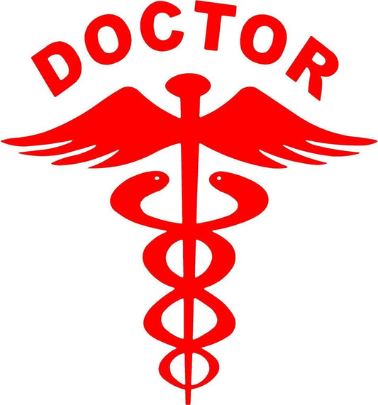 Akshar Arts Bhuwana(Pack of 2) Red Doctor car Decal Sticker(14.5Cm X 15.5 Cm)