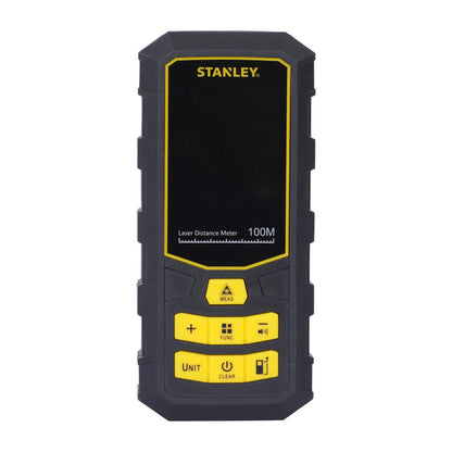 STANLEY STHT77803-A Professional Black Laser Distance Meter - 100 M, ±2.0mm Accuracy, Comes with 3 * 1.5V AAA Batteries, IP40 Dust & Water-Splash Rating, Ideal for Area & Volume Measurement