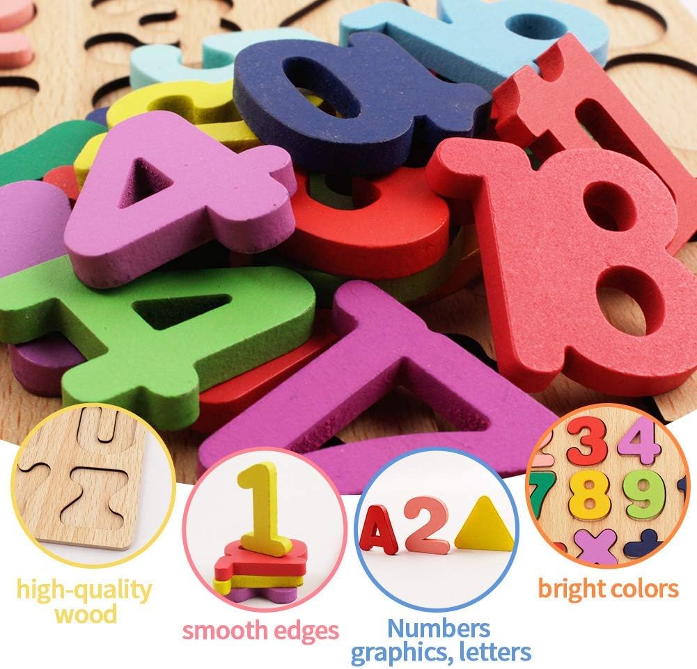 Udaipur HandiCrafts Wooden Learning Educational ABCD Board for Kids, Activity Toys for Toddlers & Preschoolers | ABCD Puzzle Set | Puzzle Toys for 2 Years Old Boys & Girls (Alphabets, Numbers & Shapes)