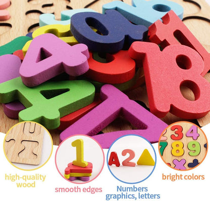Udaipur HandiCrafts Wooden Learning Educational ABCD Board for Kids, Activity Toys for Toddlers & Preschoolers | ABCD Puzzle Set | Puzzle Toys for 2 Years Old Boys & Girls (Alphabets, Numbers & Shapes)