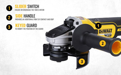 DEWALT DCG405N-XJ 18V 125mm XR Li-ion Cordless Angle Grinder with Brushless Motor - Perform and Protect Shield (Bare Tool)
