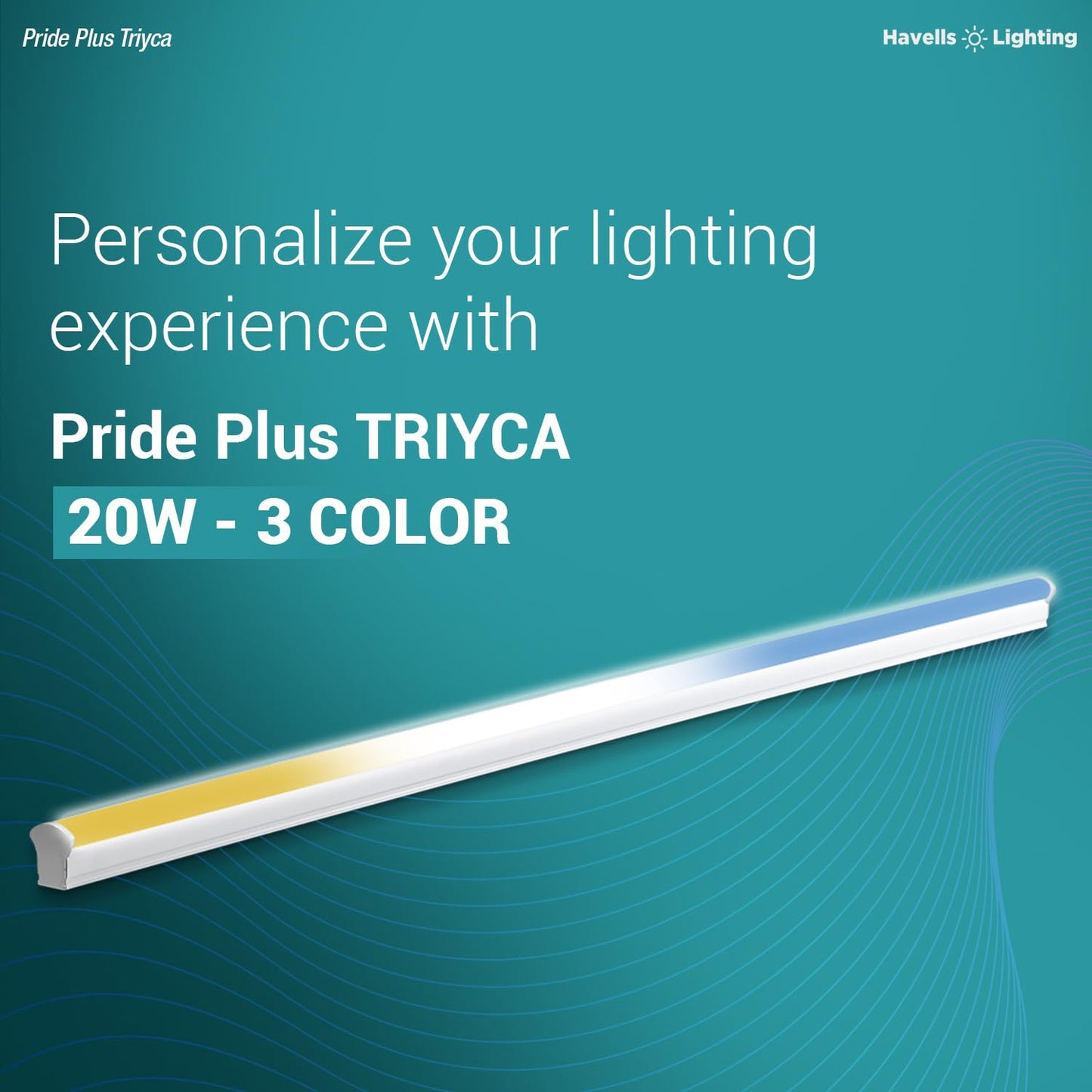 Havells 20W 3 in 1 LED Batten Tubelight|Energy Efficient|Three Color Temperatures(Warm White,Neutral White,Cool White)|Upto 4KV Surge Protection |Made in India | (Triyca)|Pack of 4