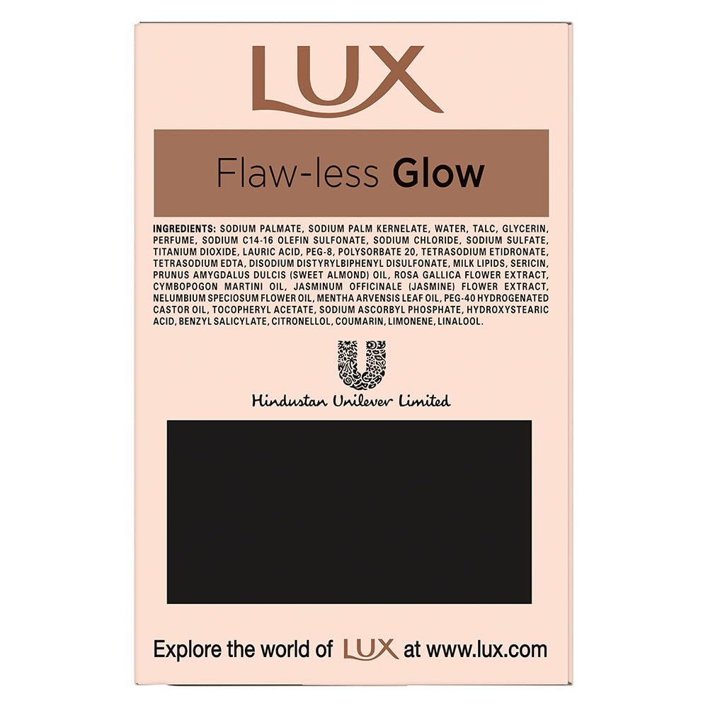 Lux Flaw-less Glow Bathing Soap infused with Vitamin C & E |For Superior Glow|Buy 4 Get 1 Free|150g