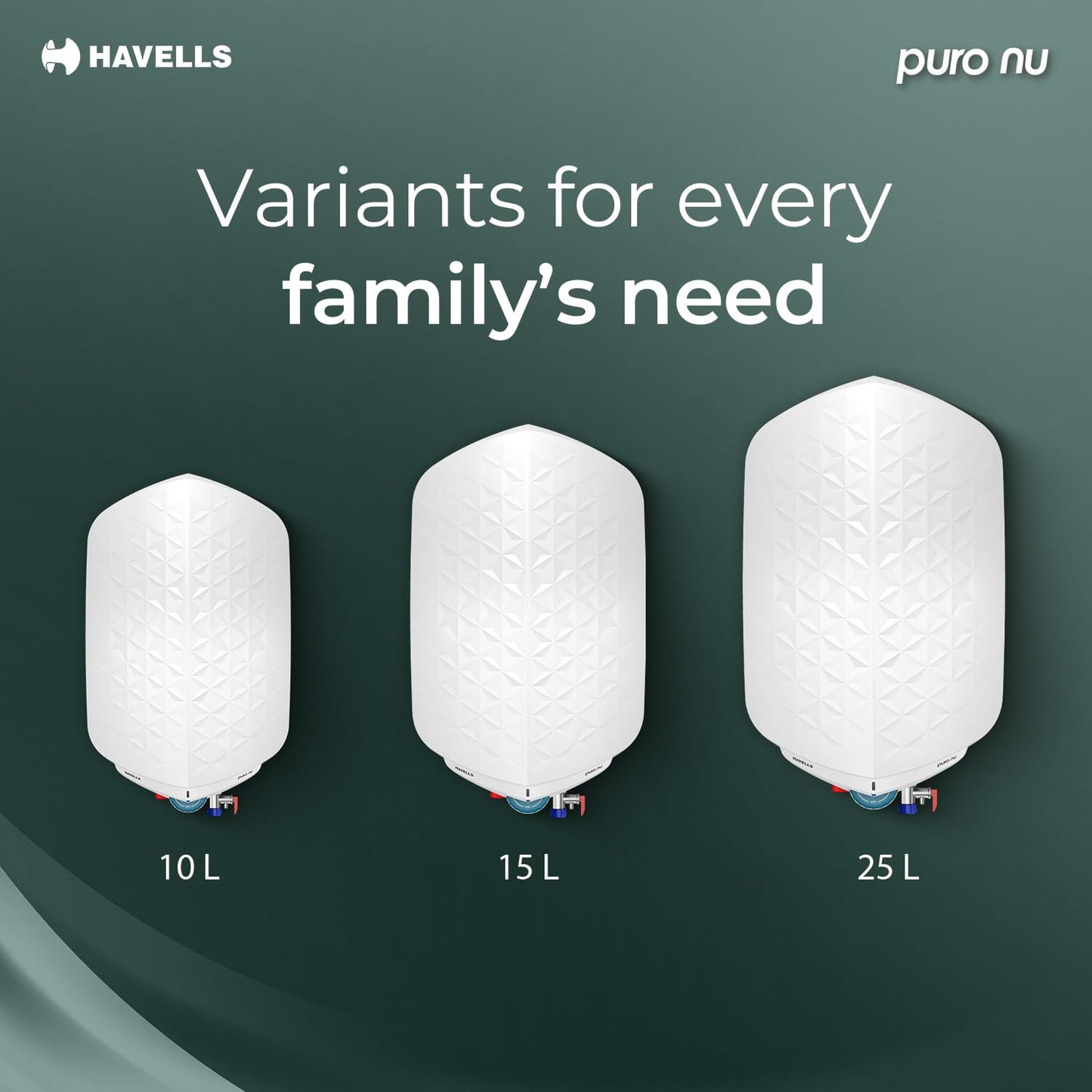 Havells Puro Nu 15L Storage Water Heater(Geyser)|Faster Heating|Safer to use|Saves electricity|Engineered for Hard Water|Glass Coated Anti Rust Tank|Whirlflow Technology|Jog Dial Temp. setting knob