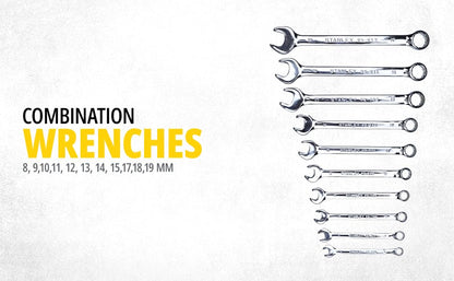 STANLEY STMT81243 110-Piece High Quality Multi-Toolkit containing Pliers, Spanners, Drivers, Sockets, Bits, Wrenches & Ratchets for Home, DIY & Professional Use, 1 Year Warranty, Yellow & Black