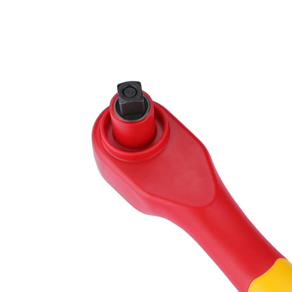 Stanley STMT77828-23B 1/2" VDE Insulated Ratchet 250mm, Ideal For Repair Of Electric Vehicles, Red and Yellow