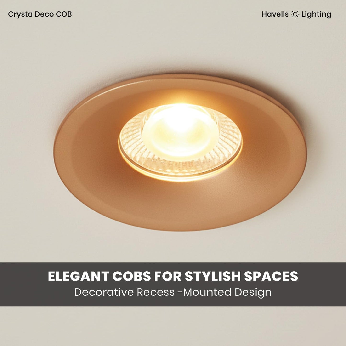 Havells Crysta Deco Cob 7W 4K Rose Gold,Led-Spotlights,Energy Efficient,Long Life of 25000 Burning Hours,Beam Angle of 36°,Metal Body Cob with Independent Driver,Natural Daylight (4000K)