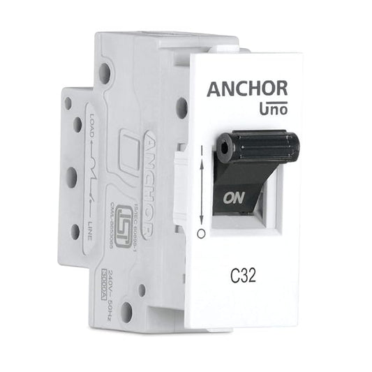 Anchor by Panasonic UNO Mini Modular 25 Amp Single Pole C Curve MCB | ISI Marked Single Pole 25A Miniature Circuit Breaker (98073)
