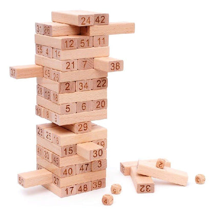 Udaipur Handicrafts Toy Imagine 54 Pcs Wooden Tumbling Tower Game – Indoor Stacking Puzzle Blocks for Kids, Adults & Families – Fun Balancing Toy for Boys & Girls of All Ages – Party Game & Brain Teaser