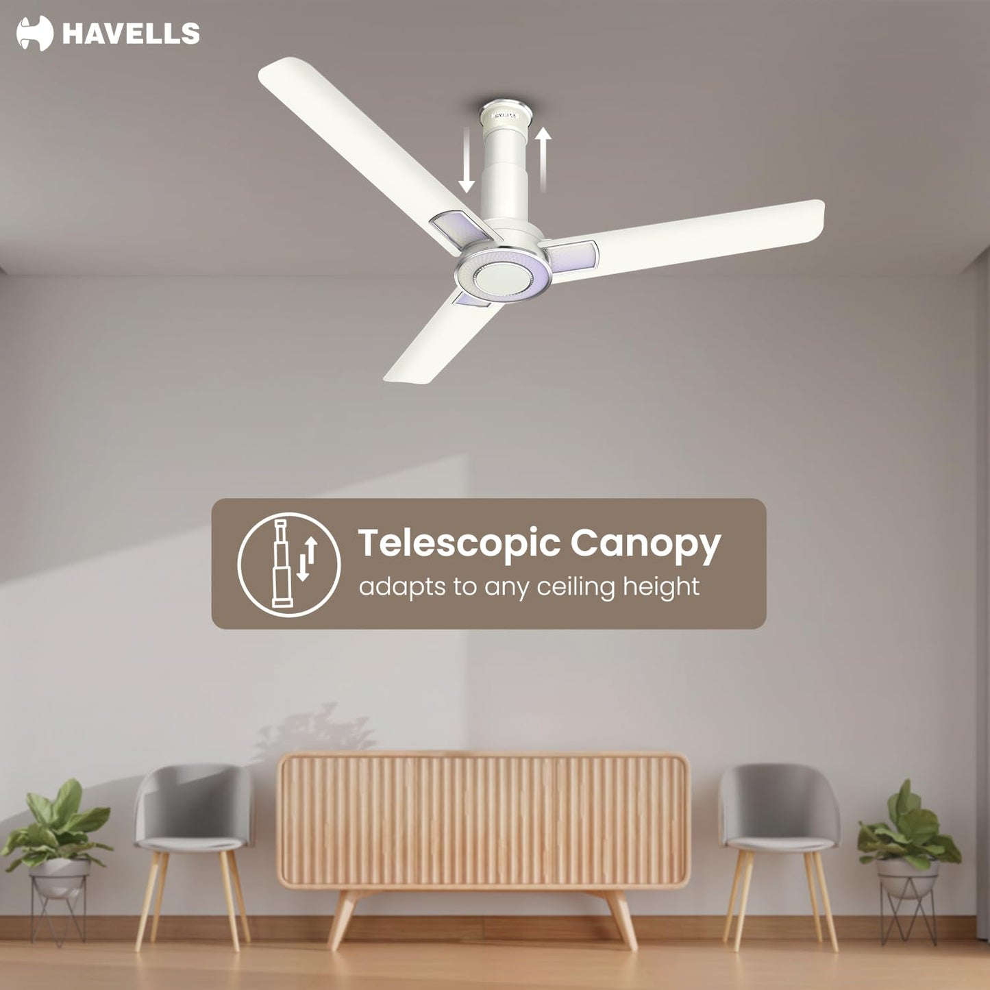 Havells Ioniq ES 1200mm Ceiling Fan, Energy Efficient for Superior Air Delivery, Low Power Consumption & Elegant Design | 2 Years Manufacturer Warranty | Rainbow White