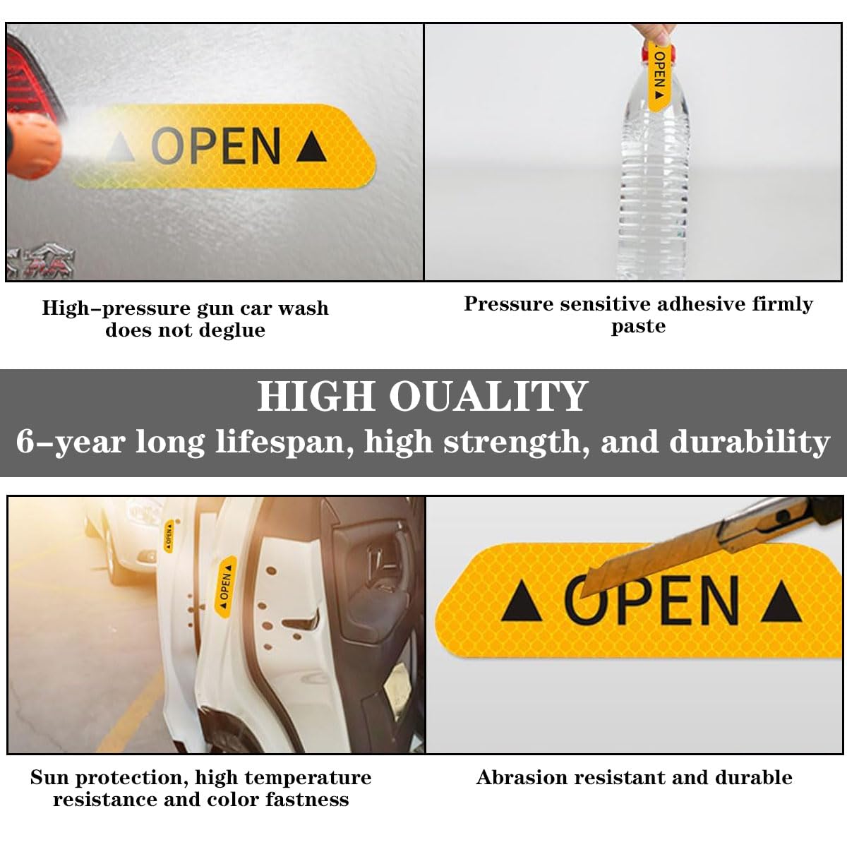 Akshar Arts Bhuwana 20Pcs Car Sticker, Reflective Door Stickers for Cars, High Visibility Safety Decals for Night Driving, 4 Green + 4 Red + 4 White + 4 Blue + 4 Yellow