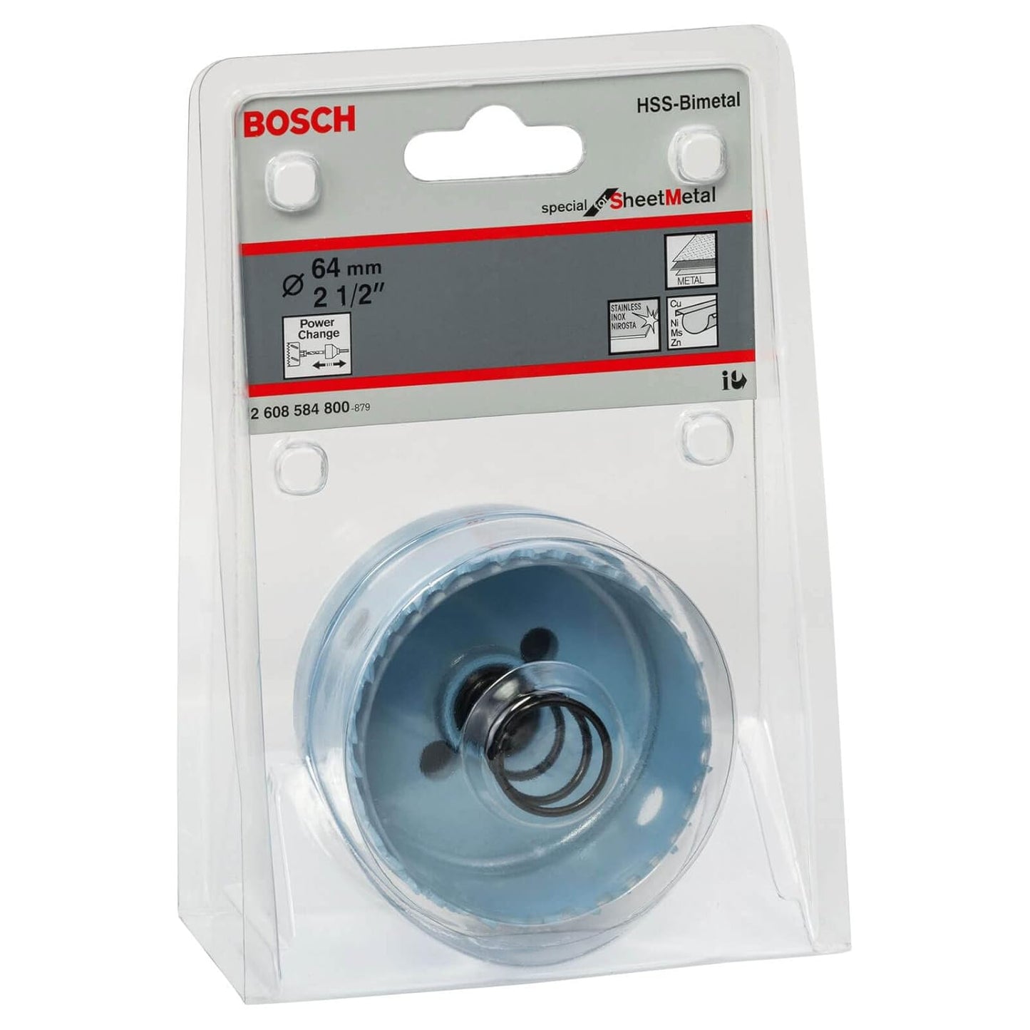 Bosch Professional Sheet Metal Holesaw (Bim Holesaws With 8% Cobalt Alloy) 64 Mm, 2 1/2", Pack Of 1