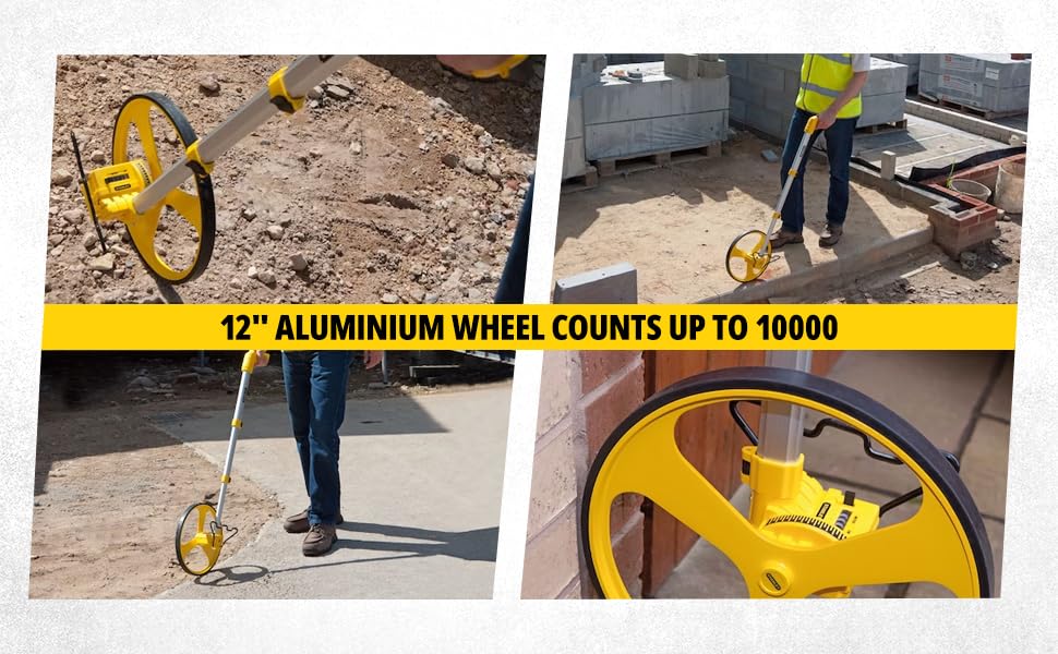 STANLEY 1-77-174 12" 1000 m Measuring Wheel for Professional & Industrial Measuring Operations with Hassle-Free Readings, YELLOW & BLACK