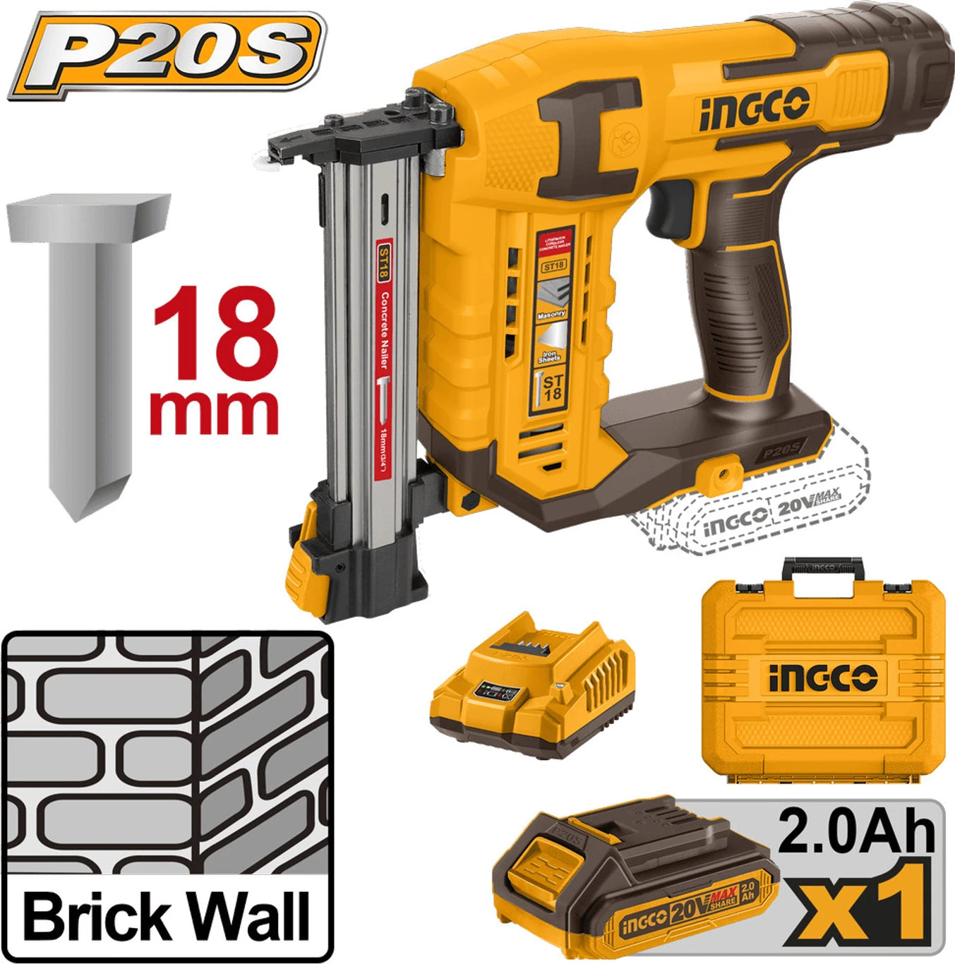INGCO CSTLI3808 CSTLI3808 Cordless  Nailer (23-gauge gauge)