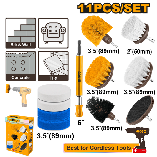 INGCO 11 Pcs Cleaning brush set WCB1101