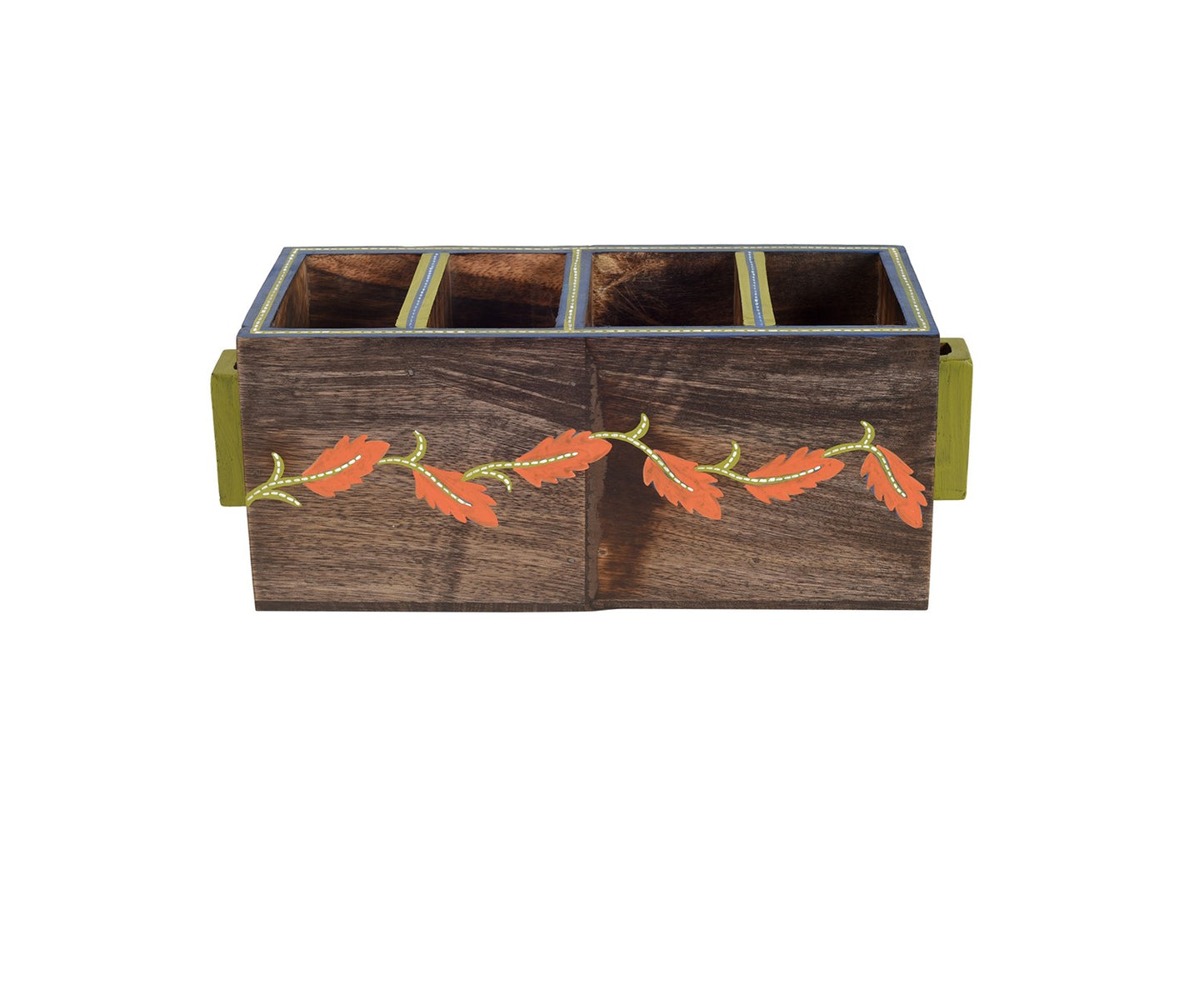 Udaipur Handicrafts  Wooden Autumn Leaf Cutlery Stand