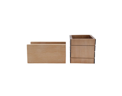 Udaipur Handicrafts Tree of Life Sheesham & Beech Wood Cutlery Holder and Napkin Holder Set of 2