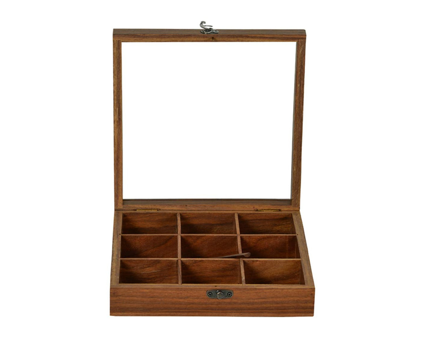 Udaipur Handicrafts Wood Brown Decorative Multi Purpose Spice Box With Nine Partitions And Spoon