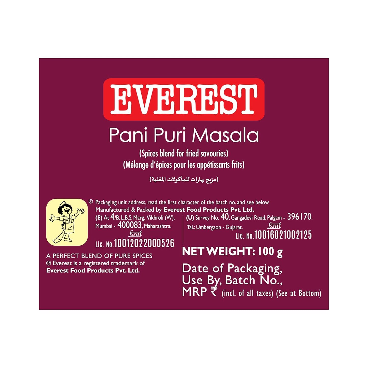 Everest Pani Puri Masala, 100g.