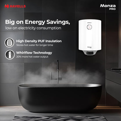 Havells Monza Pro 15L Storage Water Heater(Geyser)|Faster Heating|Safer to use|Saves electricity|Engineered for Hard Water|Endurashield Coated Anti Rust Tank|Whirlflow Technology|High Rise suitable