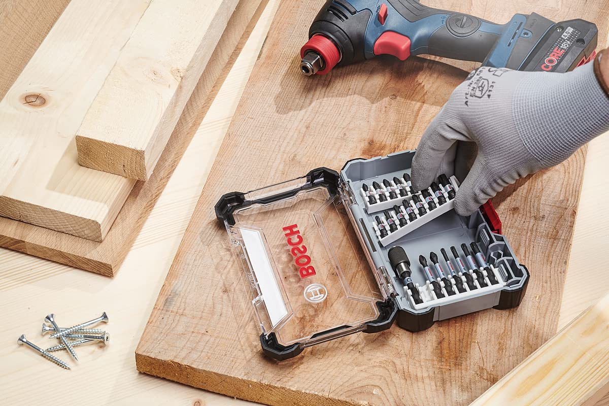 Bosch Pick & Click Extra Hard Drill and Drive Mixed Bit Set, S2 Modified Steel, For Screwdriving & Nut Driving (20-pieces)