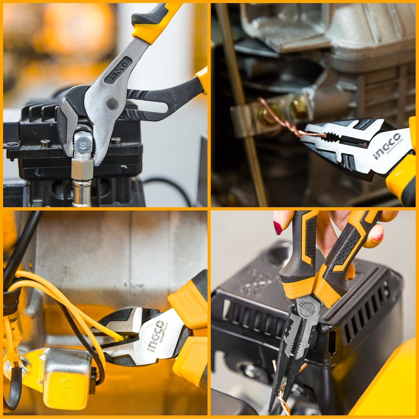 INGCO 7 Pcs Pliers Set, CR-V, Labor-saving Structural Design, Pliers, Hand tools, for Home improvement