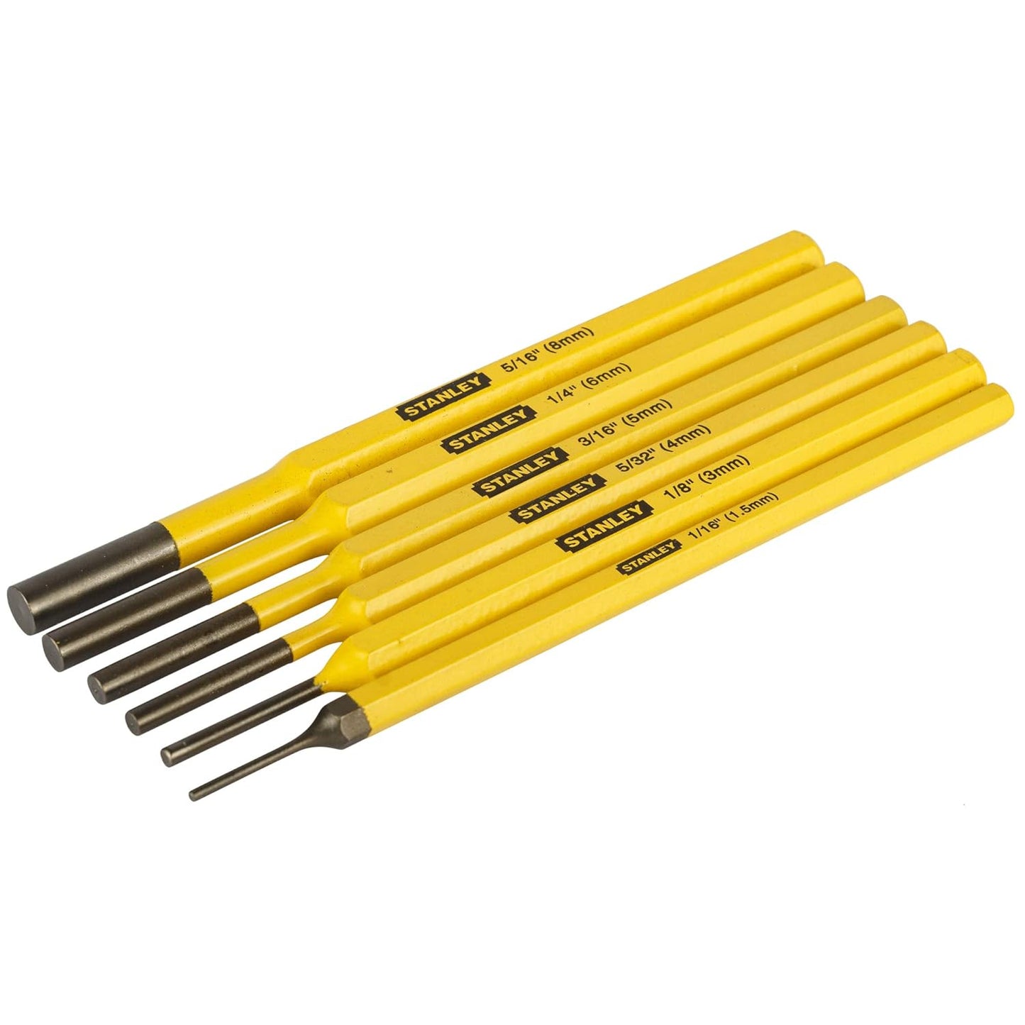 STANLEY 16-226 6 Piece Pin Punches Set (Yellow and Black)