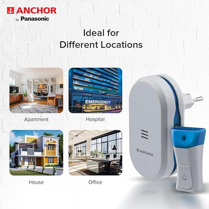 Anchor by Panasonic Wireless Doorbell | 45 Melodies Calling Bell for Home, Office with 120 Meter Operating Range | Door Bell for home