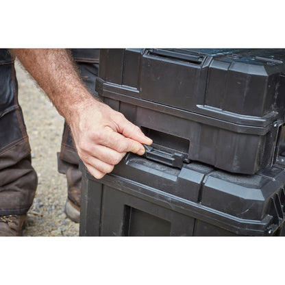 STANLEY FATMAX FMST1-75753 PRO-STACK™ Mobile Storage Box, 50 Kg Weight Capacity, Anti-Rust Metal Latches & Hinges, 7'' Durable Wheels,Telescopic Handle, Padlock Eye For Security, 100x51.2x43.5 cm