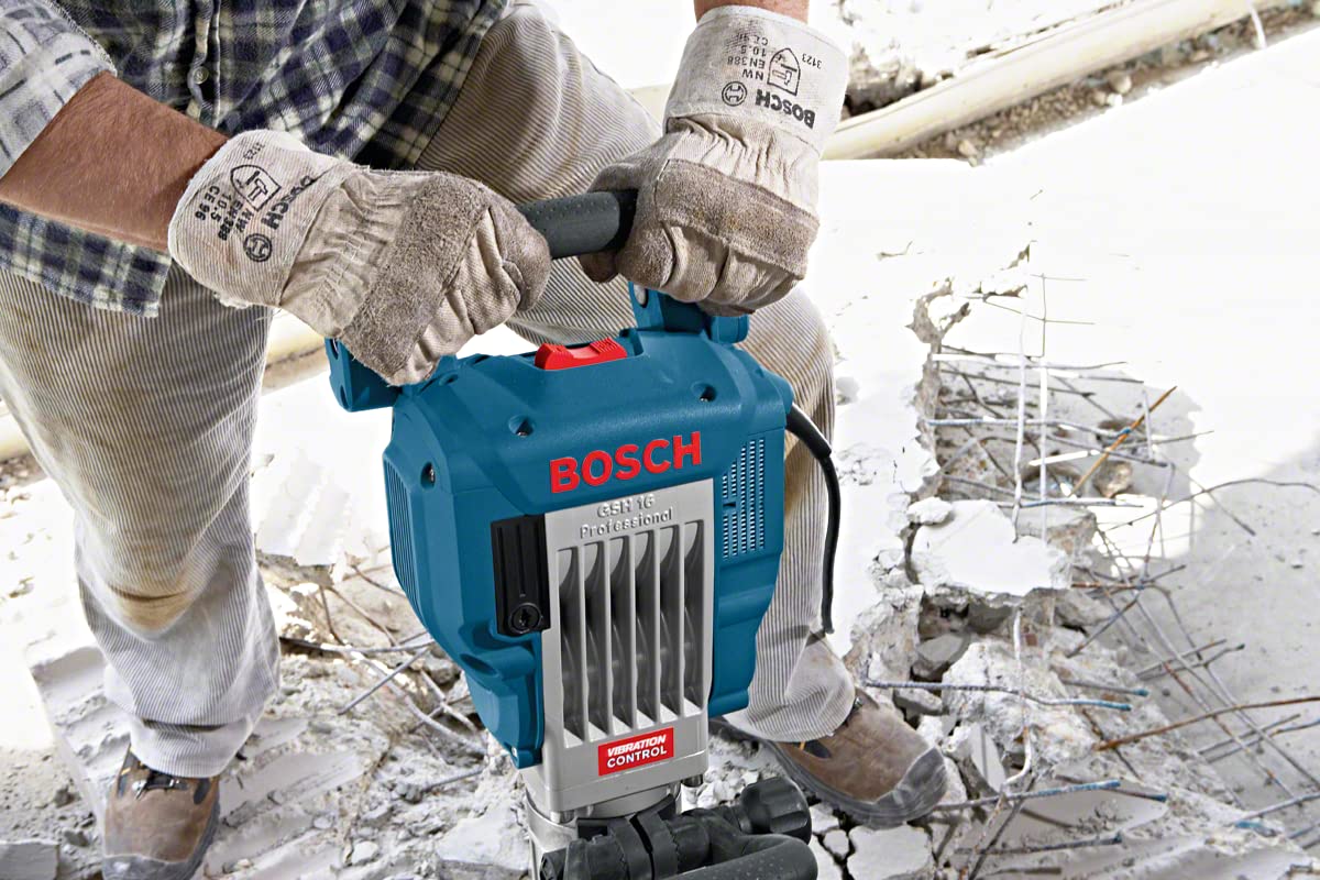 Bosch GSH 16-30 Heavy Duty Corded Electric Demolition Breaker with Hex,1,750W,300 BPM,41J,16.9 Kg,Vibration Control + 1 Pointed Hex Chisel,30 Mm Hex Shank,& Carrying Case,1 Year Warranty,Multicolour