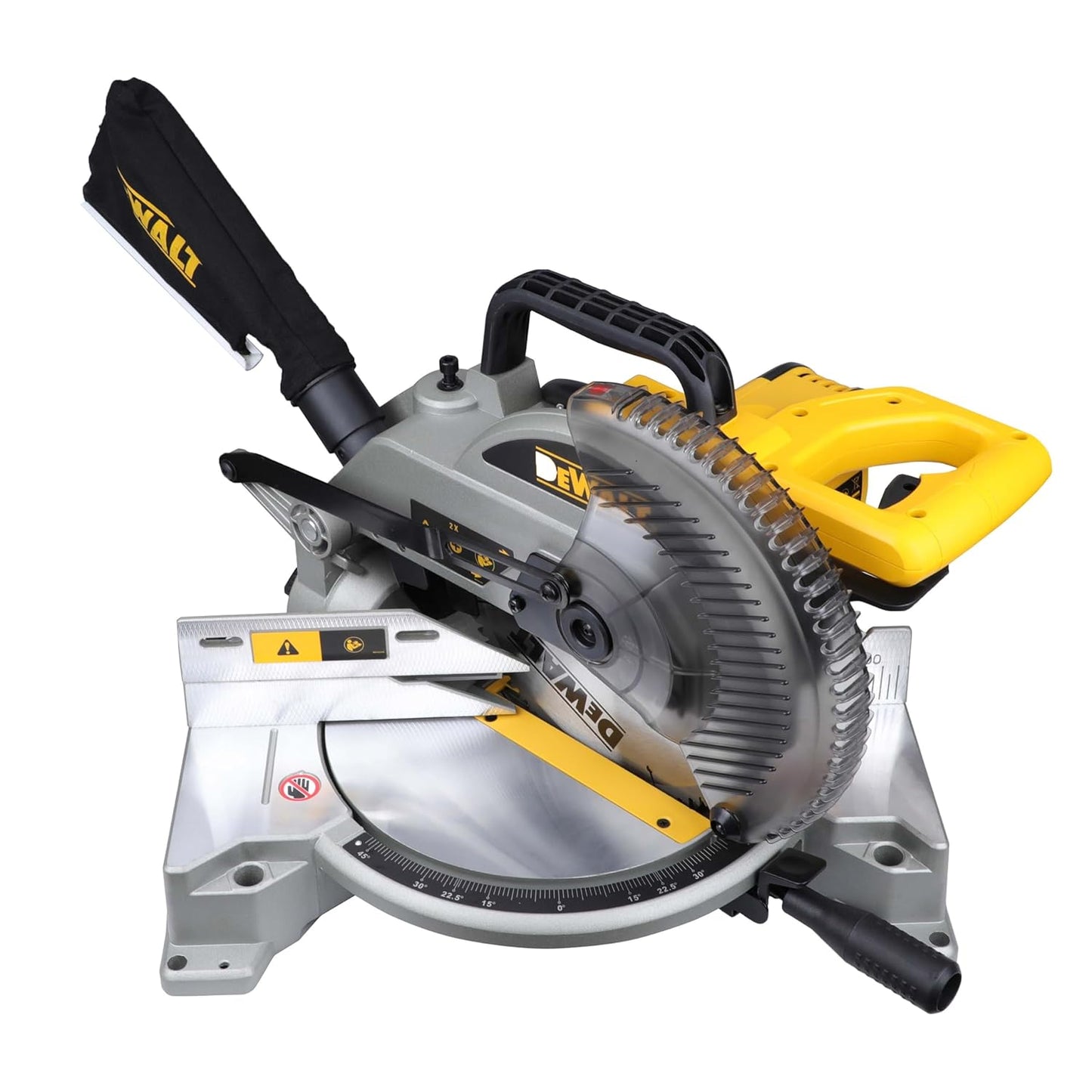 DEWALT DW714-IN 10"(254 mm) Corded Compound Mitre Saw With 80T TCT Alu. Blade, 1650W Univ. Motor, 4600 RPM, Max. Cross-cut Capacity 90 Deg.: 130 mm, Ideal For Cutting Wood & Tiles, Horizontal D-Handle