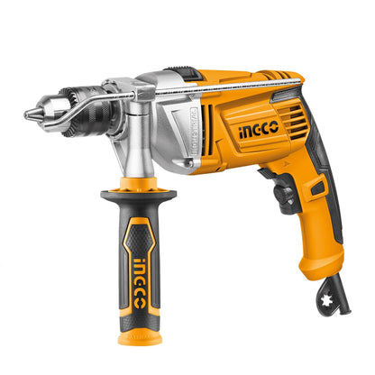 INGCO Impact Drill, 1100W,2800rpm,13mm Hammer Drill Machine, Aluminum Gear Box, Variable Speed Corded Drill Machine, Froward/Reverse Switch Electric Drill with Depth Gauge for Home Construction Concrete