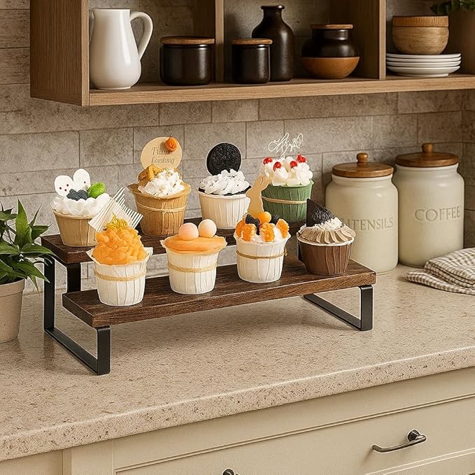 Udaipur Handicrafts Wood Spice Rack Shelf, Kitchen Organizer Rack, Rack Stand, Kitchen Counter Organizer, 30 x 15 x 15 cm, Dark Brown