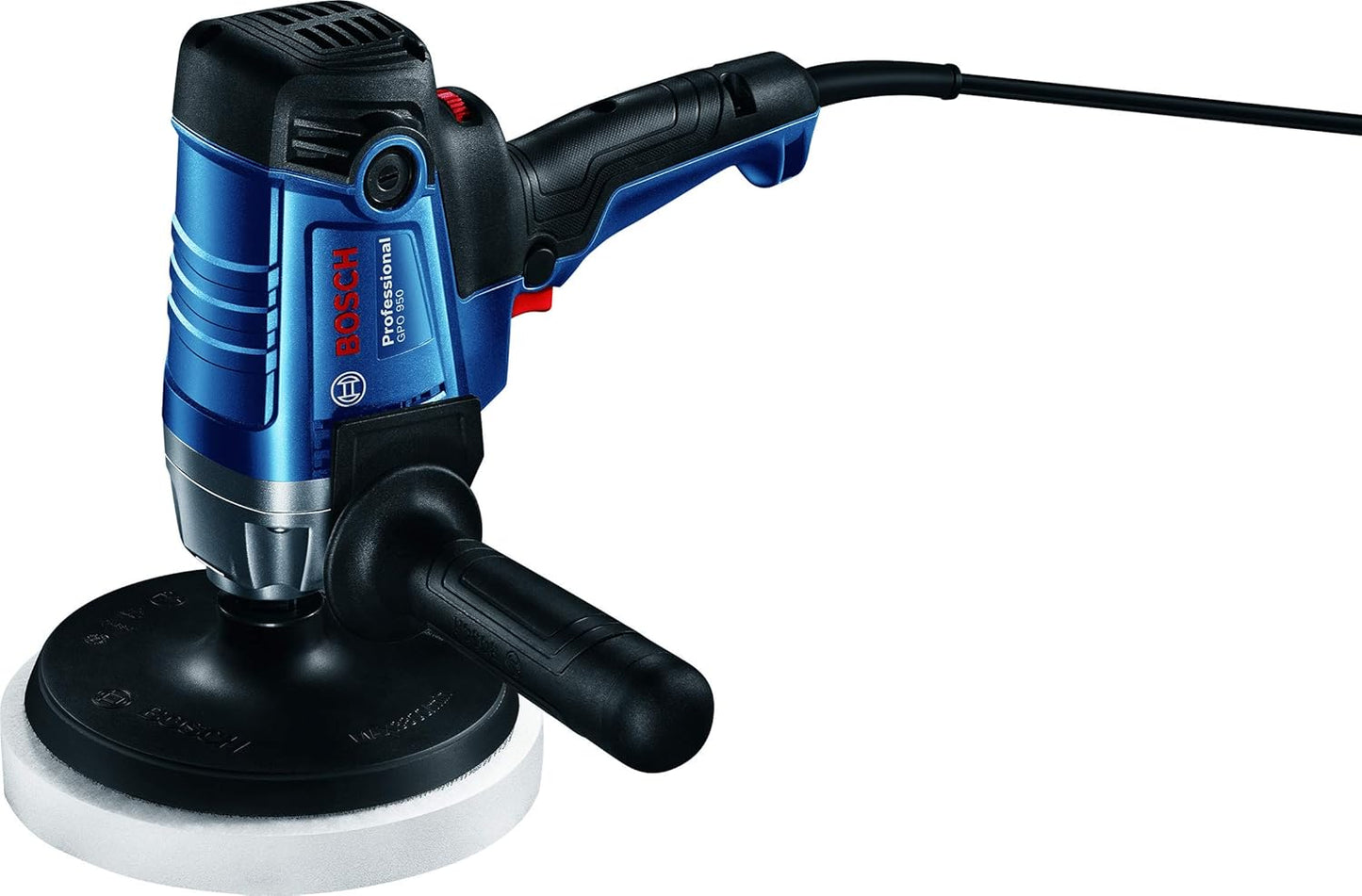 Bosch GPO 950 Heavy Duty Electric Polisher, 950 W, M14, 2,100 rpm, 180 mm Dia., Variable Speed, Constant Speed, Soft Start, 2.3 kg + 4 Bosch Accessories, 1 Year Warranty