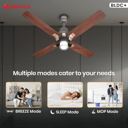 Havells 1320Mm Florette Underlight Bldc Motor Ceiling Fan|Remote Controlled, High Air Delivery Fan|5 Stars Rated, Upto 60% Energy Saving, 2 Year Warranty|(Pack Of 1, Smoke Brown Wood)