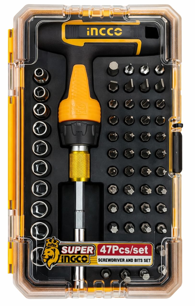 INGCO T-Handle Wrench Screwdriver Set HKSDB0478 M Ratchet Screwdriver Set (Pack of 47)