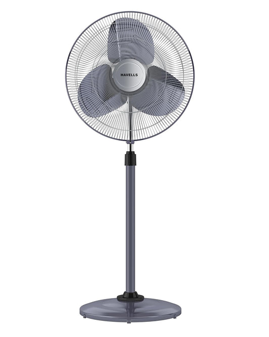 Havells 500 mm WINDSTORM ULTRA| Oscillation Control| Adjustable Height| Speed Setting| 2 Year Warranty (Grey)